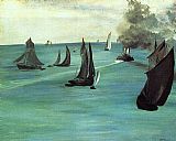 Edouard Manet Famous Paintings - The Beach at Sainte-Adresse